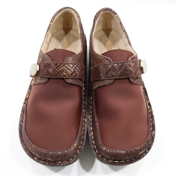 Alegria Dena Brown Leather & Fabric Dream Fit Comfort Clogs - 10/EU 40 - Picture 6 of 7